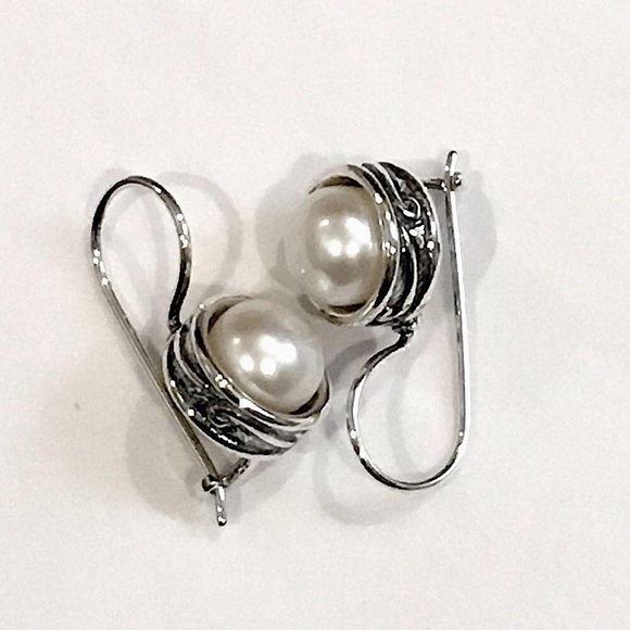 SILPADA Modern Fairytale Sterling Silver 925 Pearl Drop Earrings - Picture 8 of 12